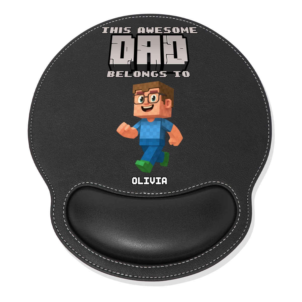 This Awesome Dad Belongs To - Personalized Leather Mouse Pad
