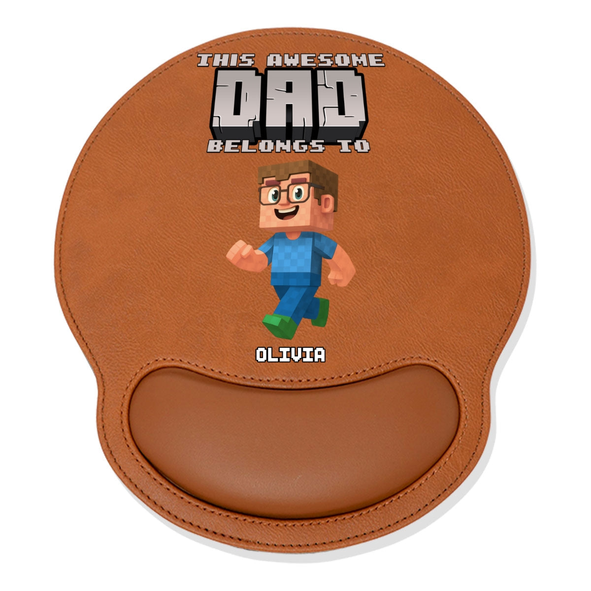 This Awesome Dad Belongs To - Personalized Leather Mouse Pad