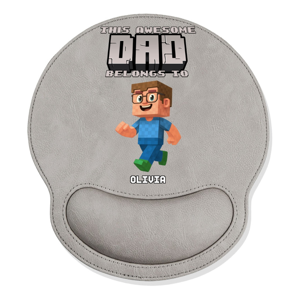 This Awesome Dad Belongs To - Personalized Leather Mouse Pad