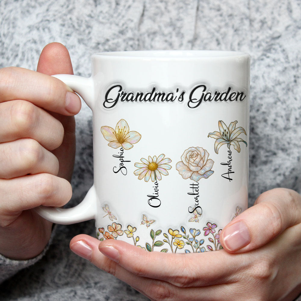 Custom Christmas & Birthday Gift For Grandma • Lovely Grandma Garden - Personalized 3D Inflated Effect Mug