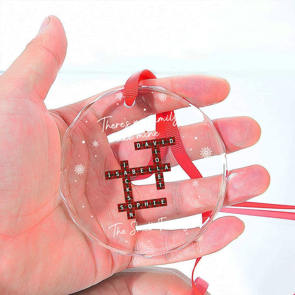 Custom Family Ornament, Christmas Gift for Family Members •  Our Family Crossword - Personalized Glass Ornament