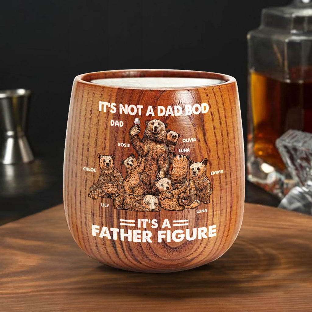 Bear Family Dad Bod - Personalized Wooden Whiskey Glass