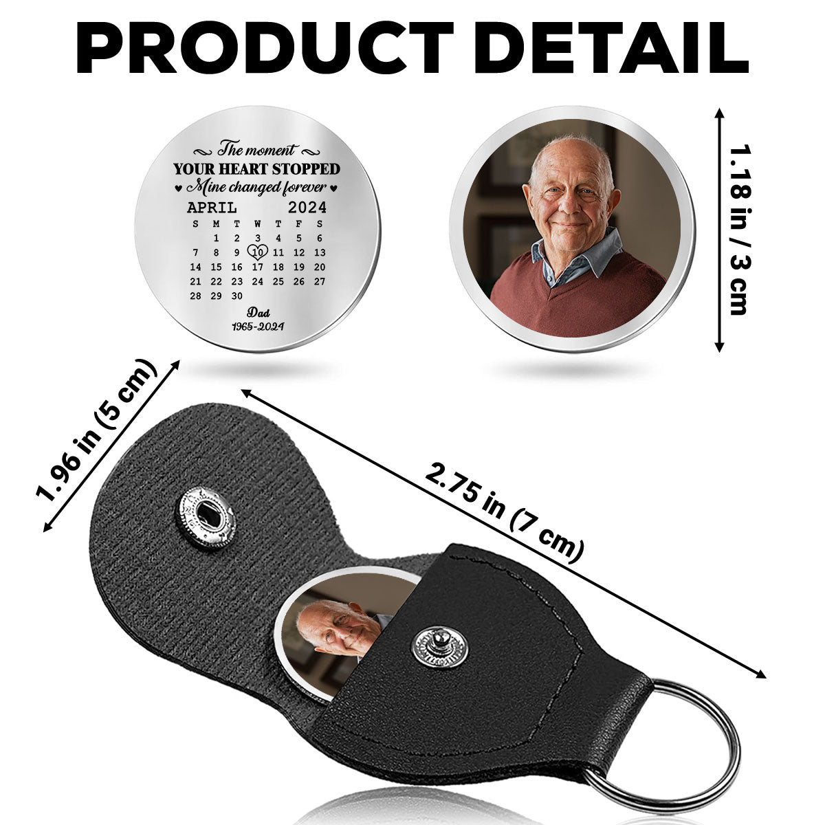 Custom Photo Memorial Coin Keychain, Sympathy Keepsake • The Moment - Personalized Pocket Hug