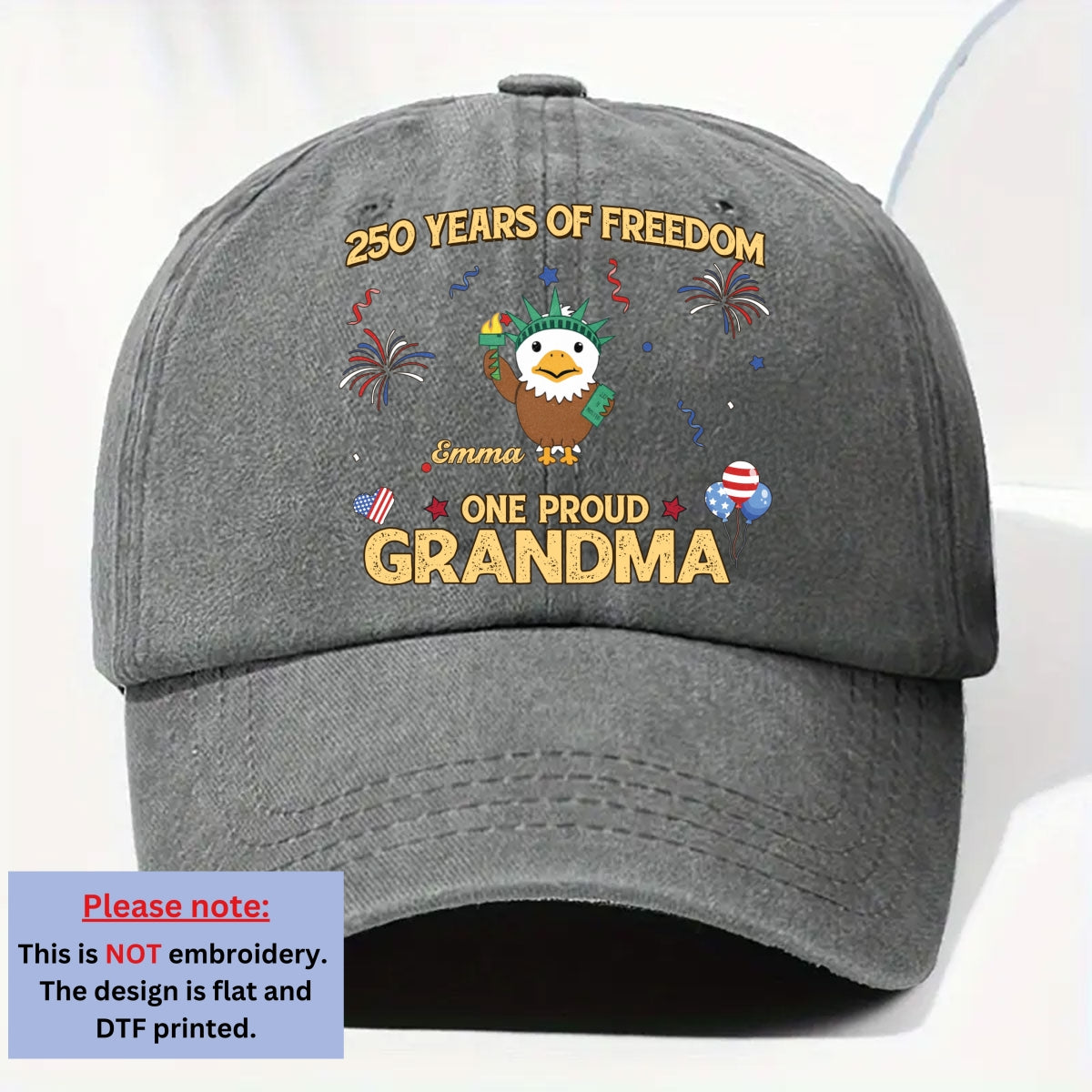 Custom Christmas Headwear Birthday Gifts for Grandpa • One Proud Grandpa Dad - Personalized Vintage Washed Denim Cap