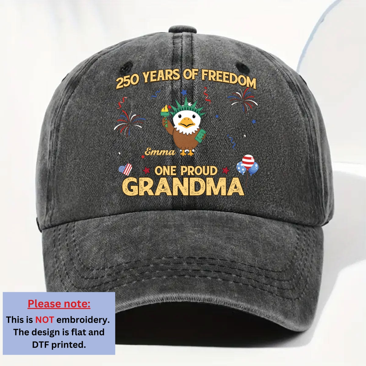 Custom Christmas Headwear Birthday Gifts for Grandpa • One Proud Grandpa Dad - Personalized Vintage Washed Denim Cap