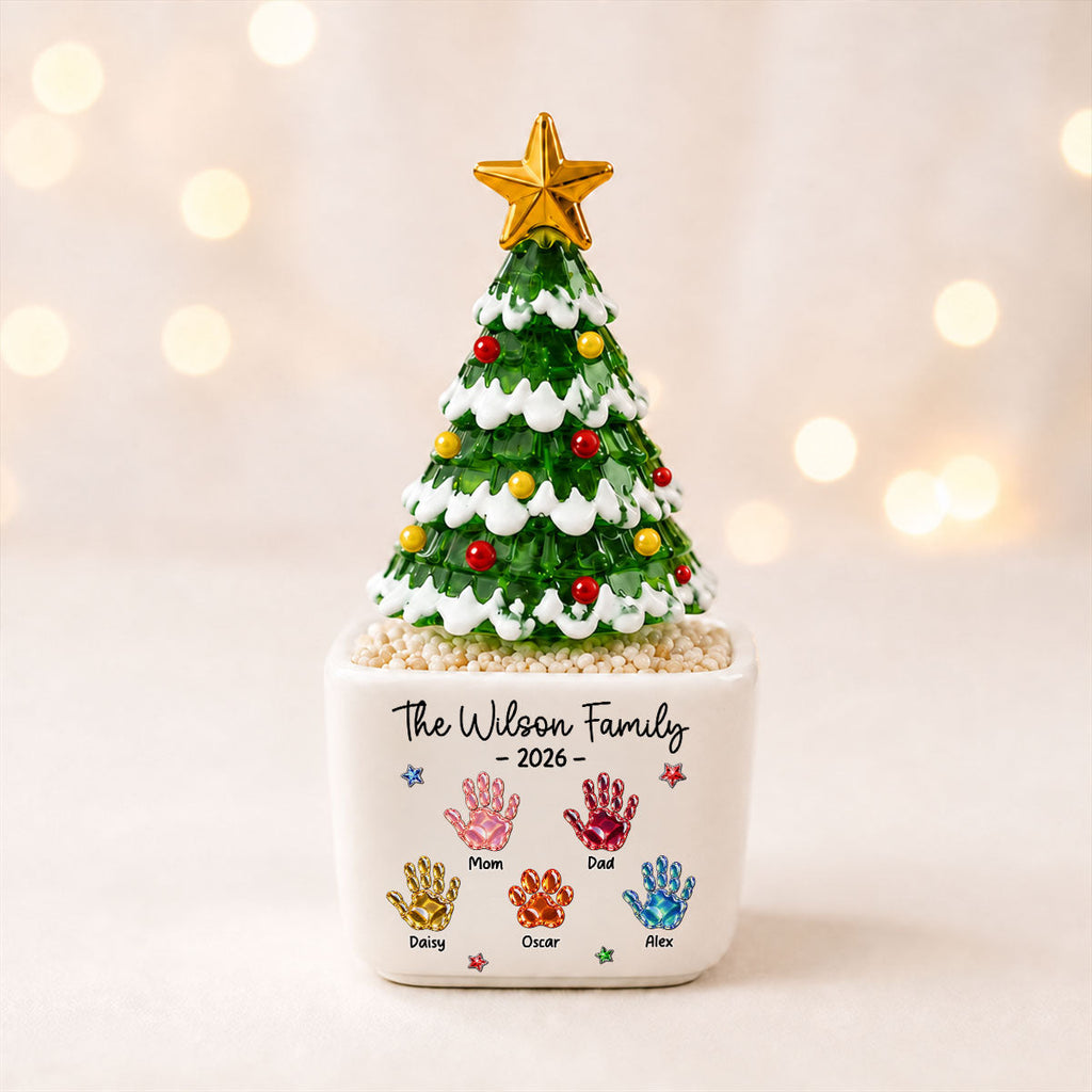 Family Stocking - Personalized Glass Christmas Tree