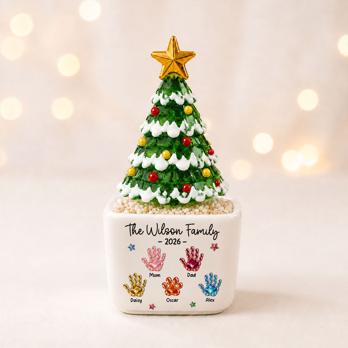 Family Stocking - Personalized Glass Christmas Tree