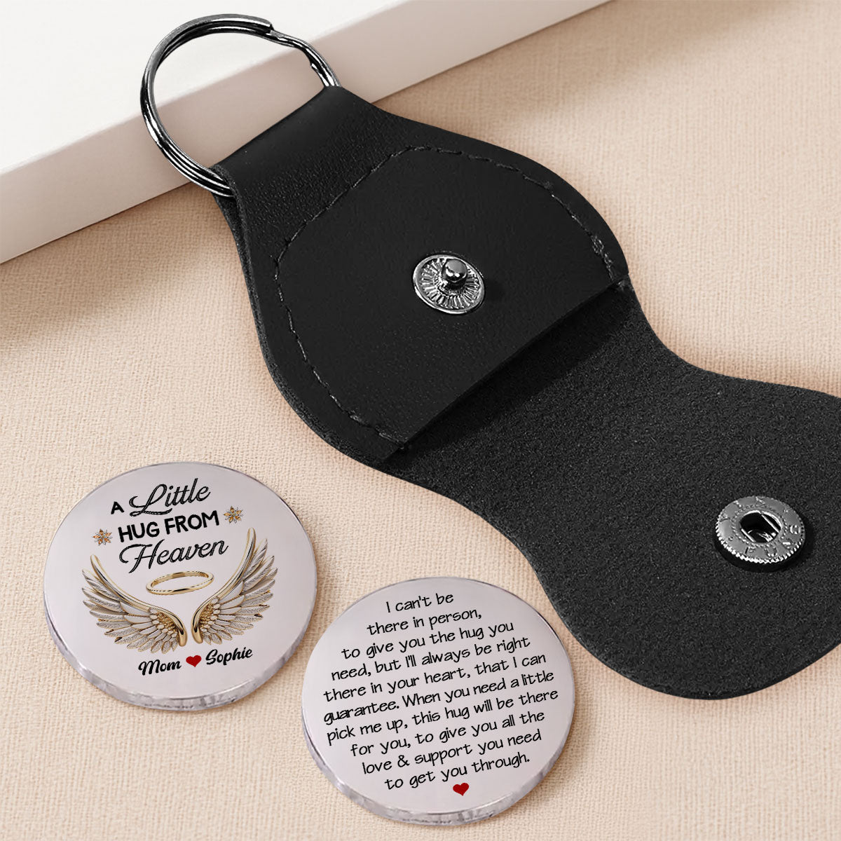 Custom Memorial Coin Keychain, Sympathy Keepsake • Always Be Right There In Your Heart - Personalized Pocket Hug