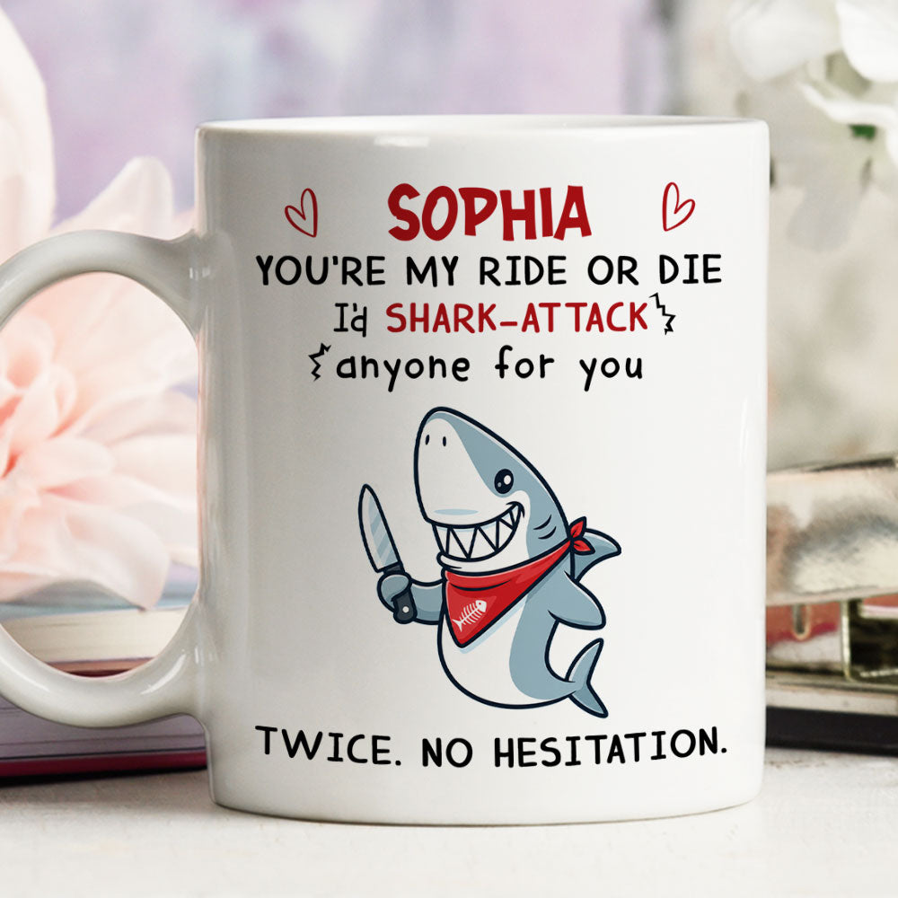 Custom Best Friend, Christmas & Birthday Friendship Keepsake Gift • Shark Attack Anyone For You - Personalized Coffee Mug