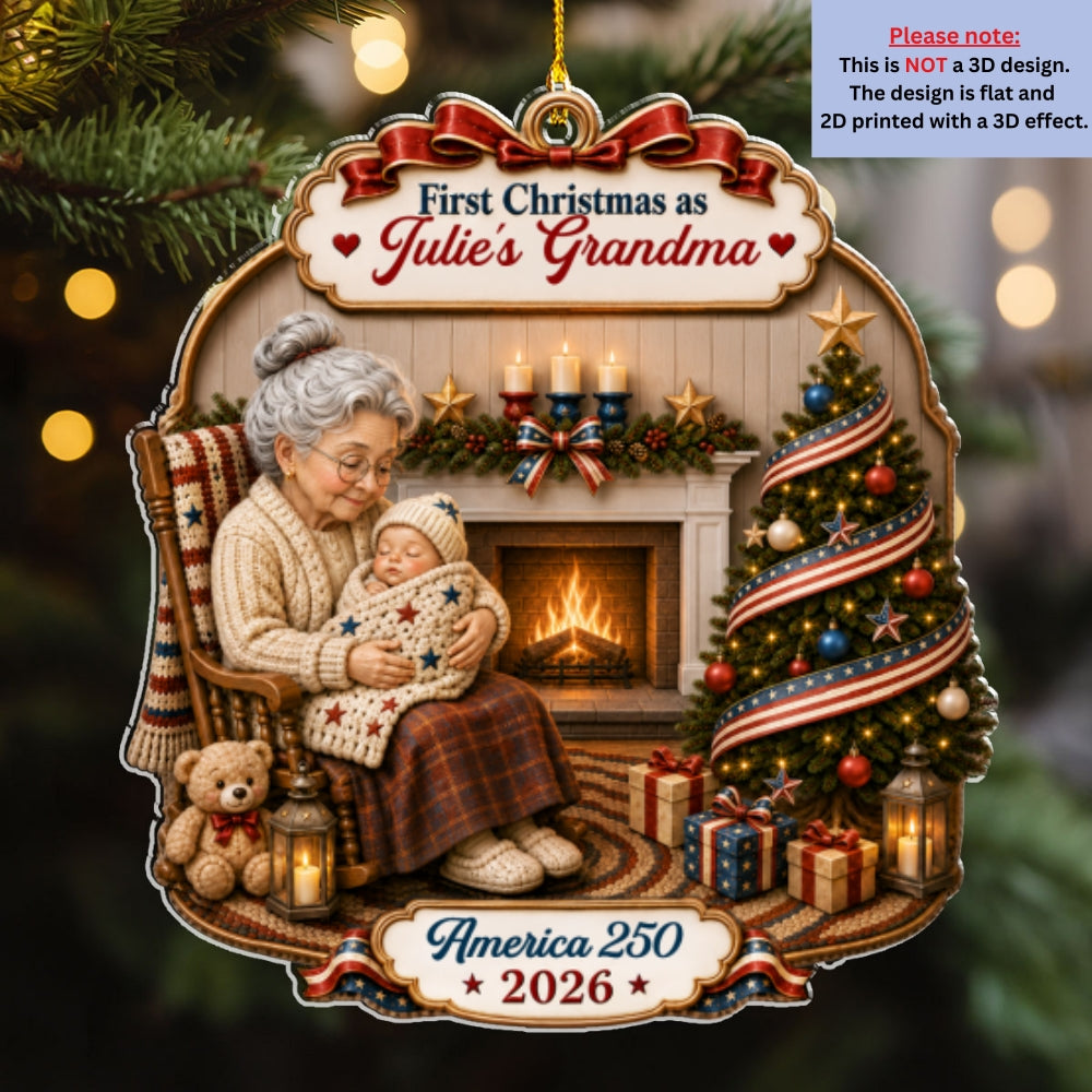 Custom Family First Christmas Ornament •  Grandma Little Star - Personalized 3D Effect Acrylic Ornament
