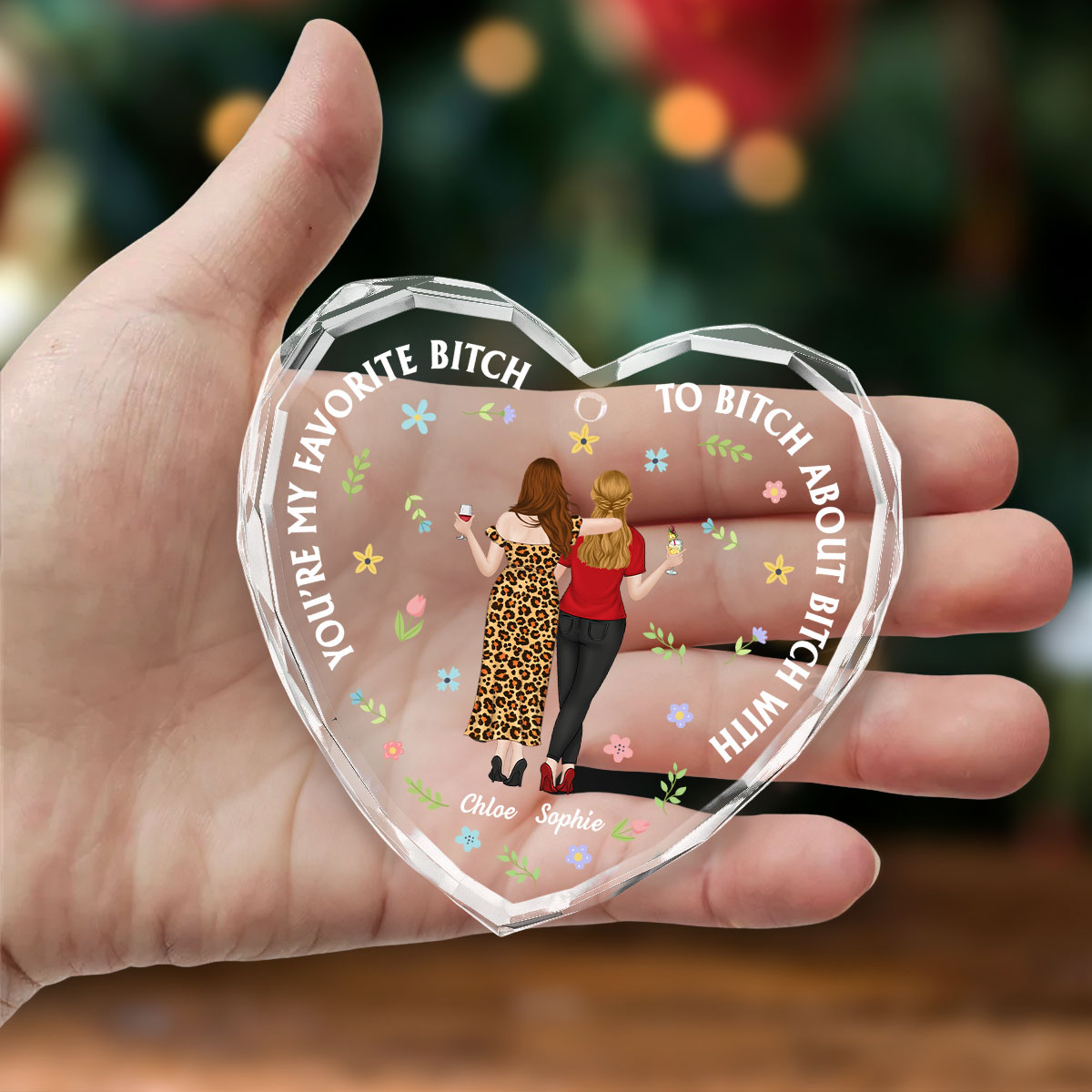 Custom Friendship Christmas Ornament, Best Friend Gift •  You're My Favorite - Personalized Glass Ornament