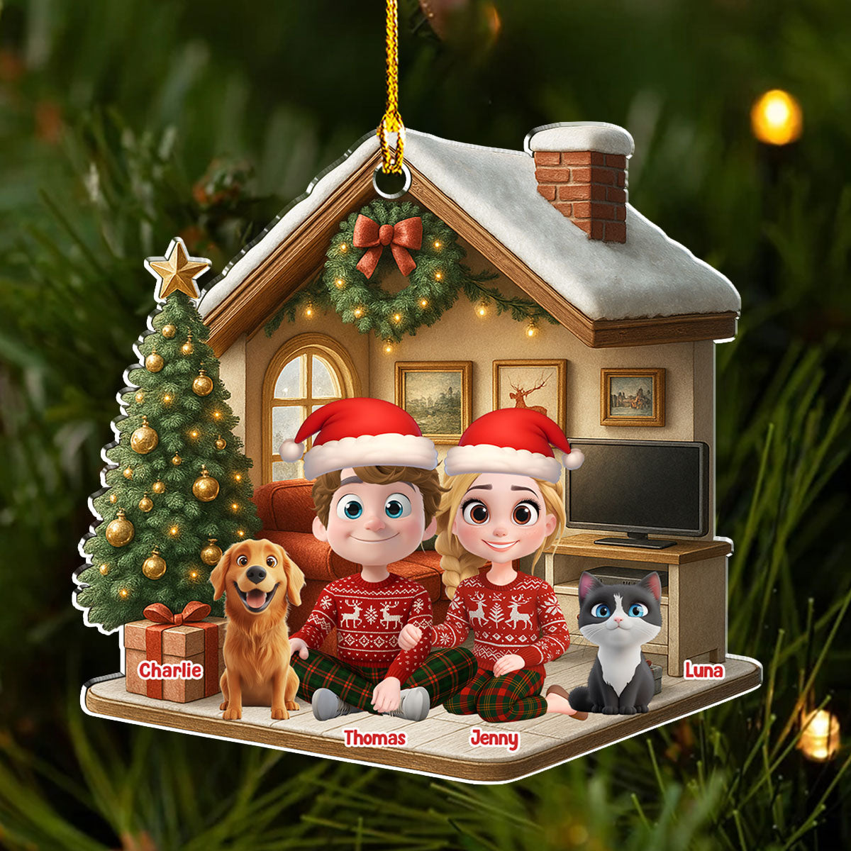 Custom Keepsake Christmas Ornament •  Under One Roof With Them - Personalized 3D Effect Acrylic Ornament