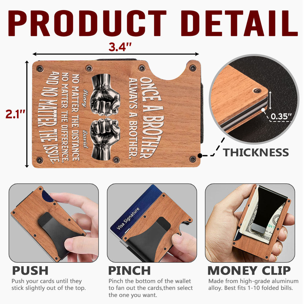Once A Brother And Always A Brother - Personalized Wooden Card Holder