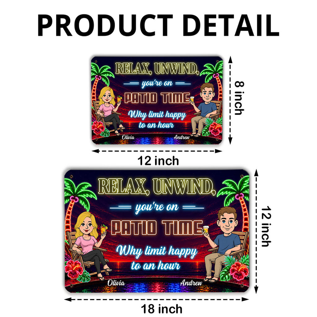 Custom Family Summer Backyard, Patio & Porch Decor • Every Hour Is Happy Hour - Personalized Metal Sign