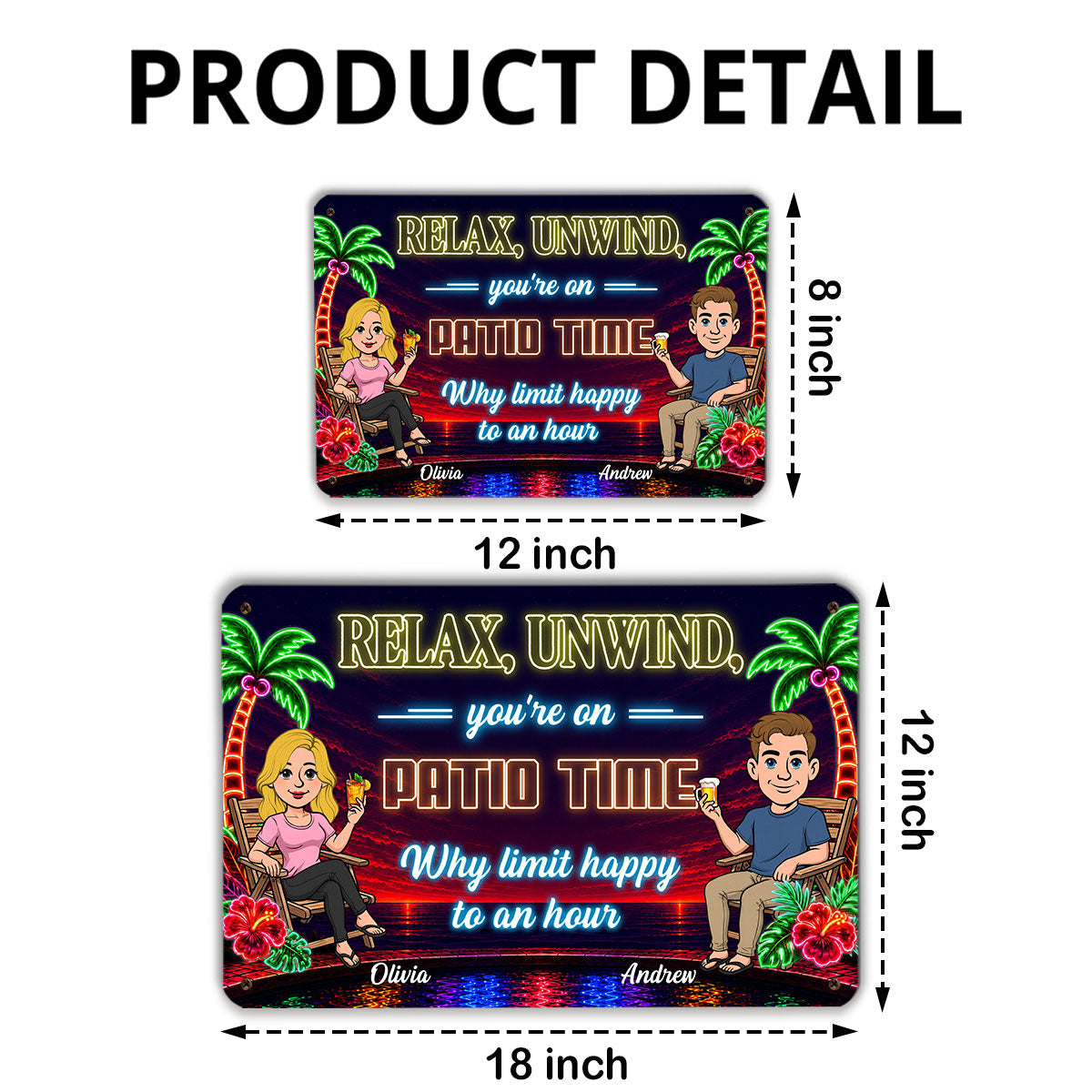 Custom Family Summer Backyard, Patio & Porch Decor • Every Hour Is Happy Hour - Personalized Metal Sign