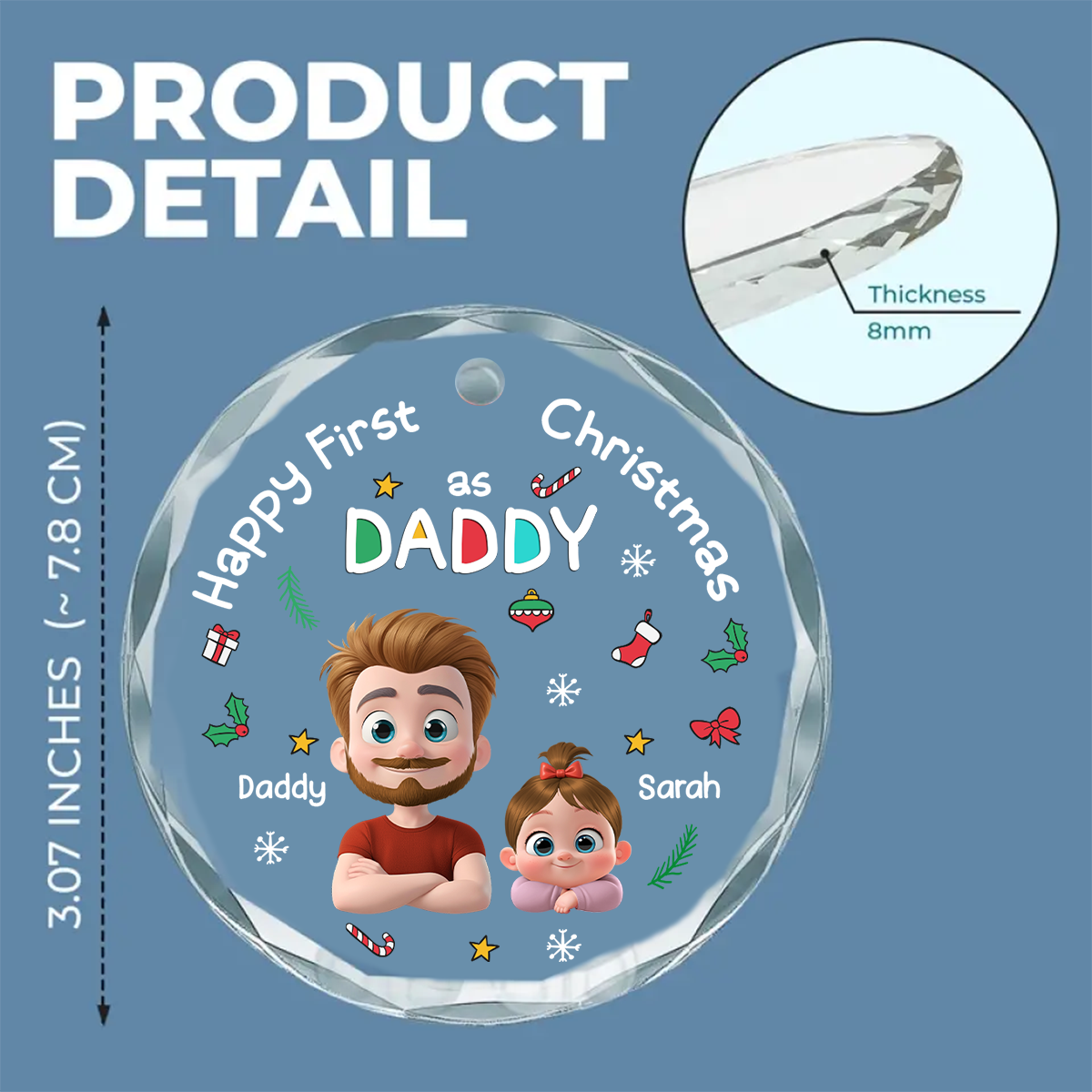 Custom First Christmas Ornament Married, Gift for Newlyweds •  First Christmas With Baby - Personalized Glass Ornament
