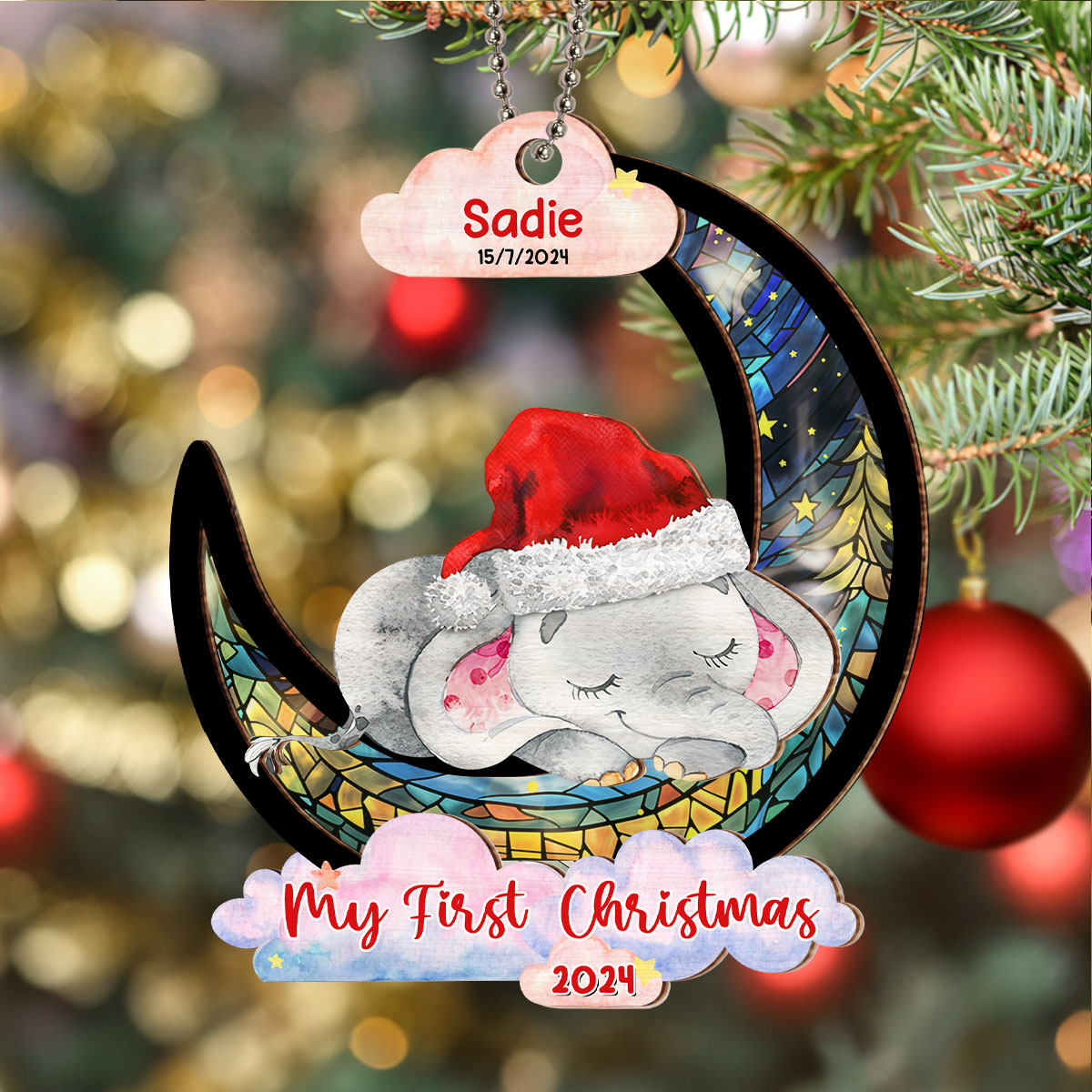 Custom Keepsake Christmas Ornament •  My First Christmas - Personalized Suncatcher Ornament