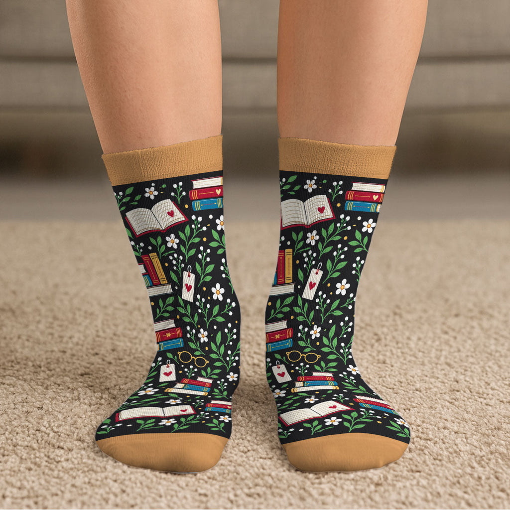 Custom Christmas Birthday Gift For Book Lovers, Bookworms, Readers • Life Is Better With Books - Personalized Crew Socks