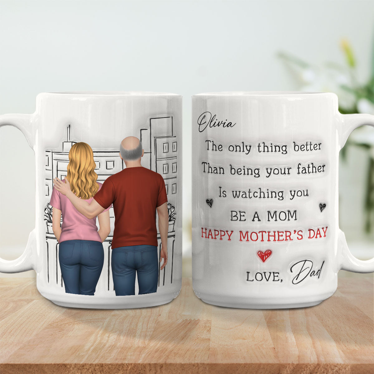 Custom Mother's Day Gift for Daughter • Watching You Be Caring Mom Ver 2 - Personalized 3D Inflated Effect Mug