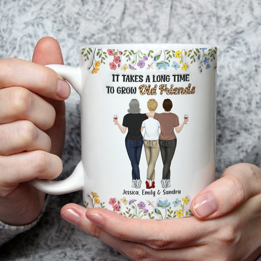 Custom Best Friend, Christmas & Birthday Friendship Keepsake Gift • It Takes Us A Long Time - Personalized 3D Inflated Effect Coffee Mug
