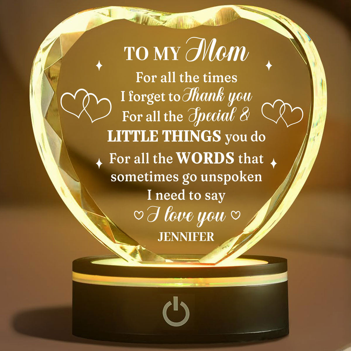 I Love You Mom - Personalized Crystal Led Light
