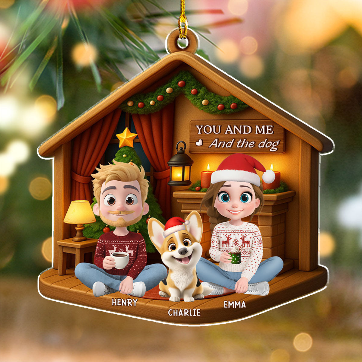 Custom Family Ornament, Christmas Gift for Family Members •  Joyful Home Forever Now - Personalized 3D Effect Acrylic Ornament