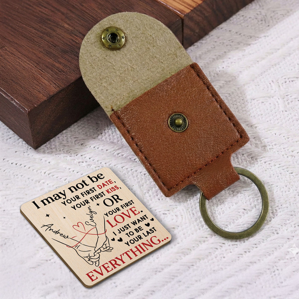 Custom Coin Keychain for Husband, Couple Anniversary Valentine's Day Gifts • Your Last Everything - Personalized Wooden Pocket Hug