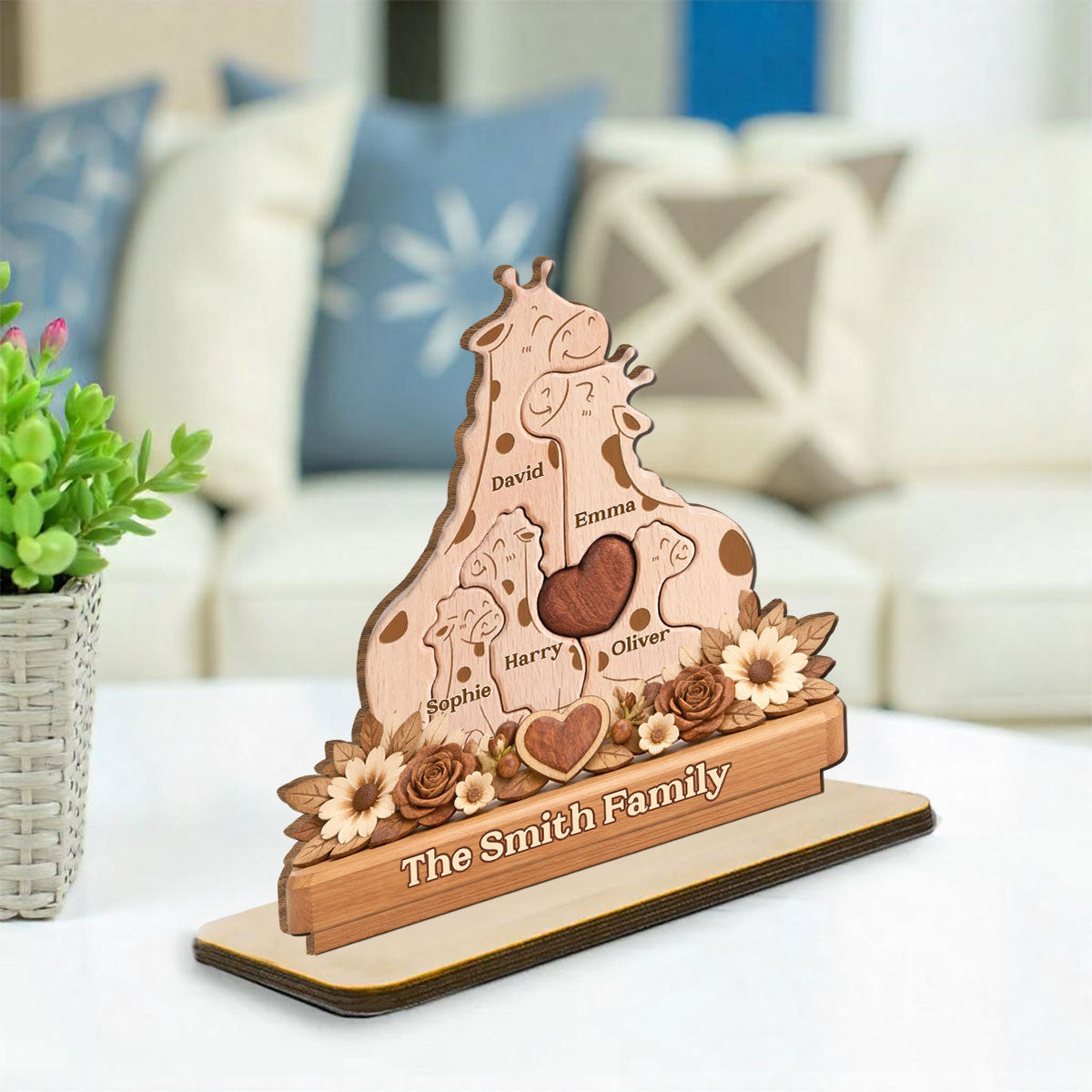 Custom Mother's Day Decor, Gift for Mom & Grandma • Warm Hug - Personalized 2-Layer Wood Plaque With Flat Base