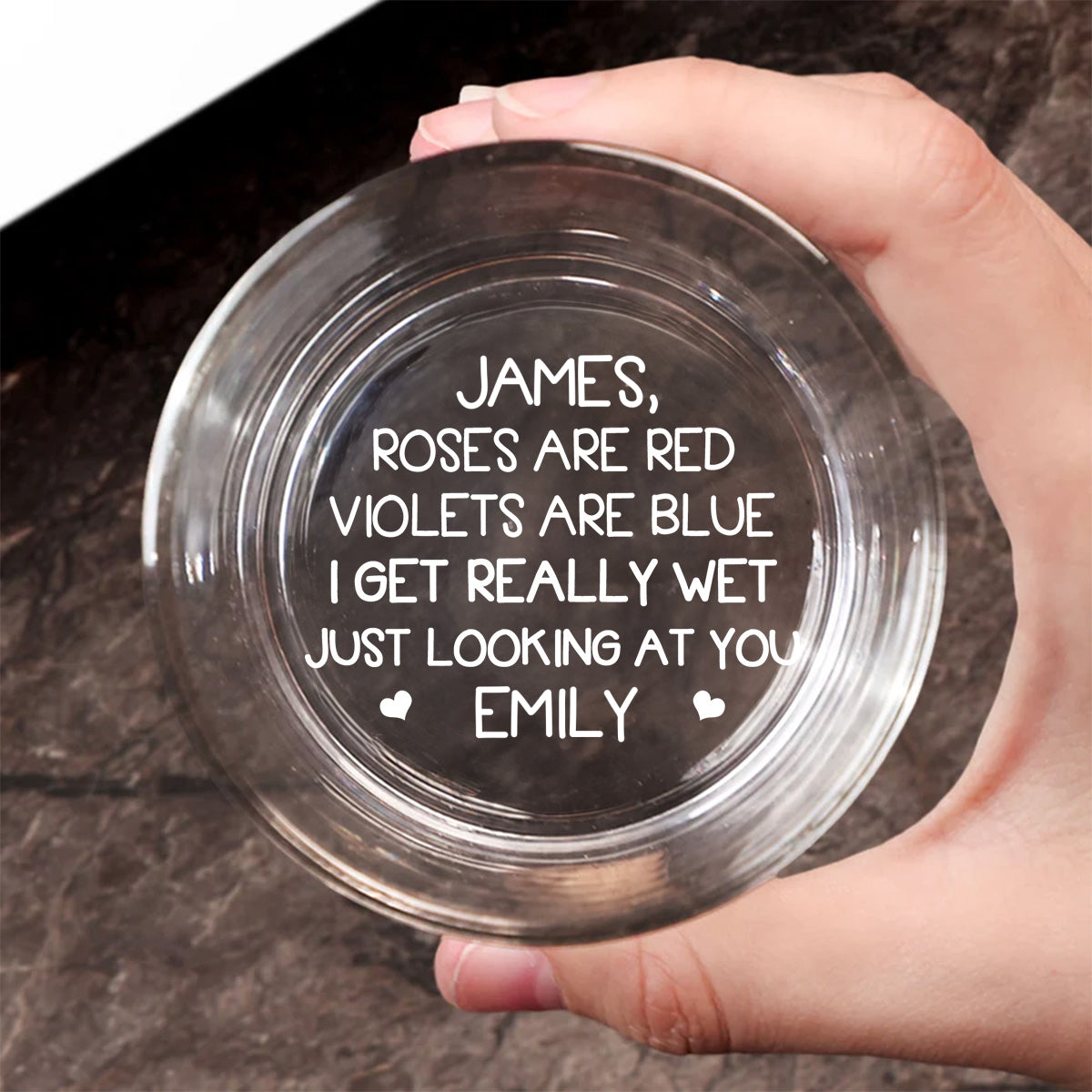 Custom Christmas Anniversary Birthday Drinkware Gifts for Couple • Roses Are Red - Personalized Engraved Whiskey Glass