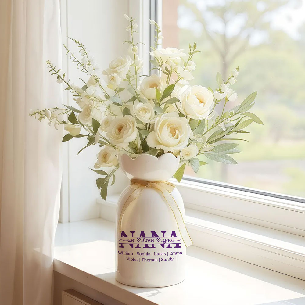 We Love You - Personalized Ribbon Tie Flower Vase