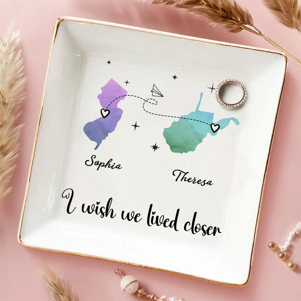 Custom Bestie Trinket Dish, Birthday Christmas Gift For Best Friend • I Hope We Were Neighbors - Personalized Jewelry Dish