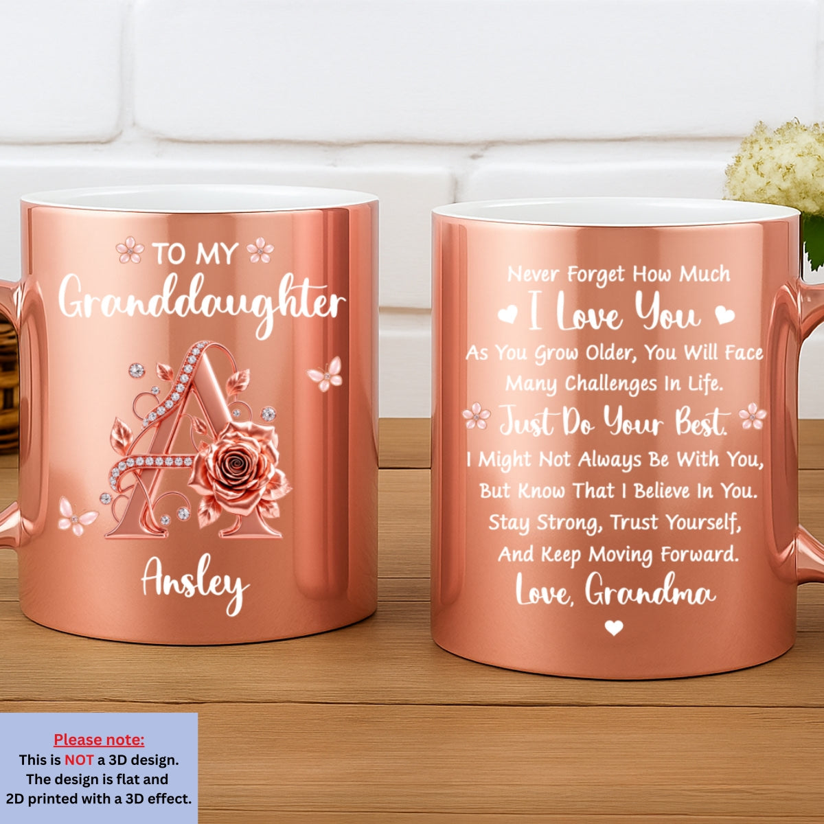 Custom Christmas & Birthday Gift for Granddaughter • Beautifully Strong - Personalized Metallic Mug