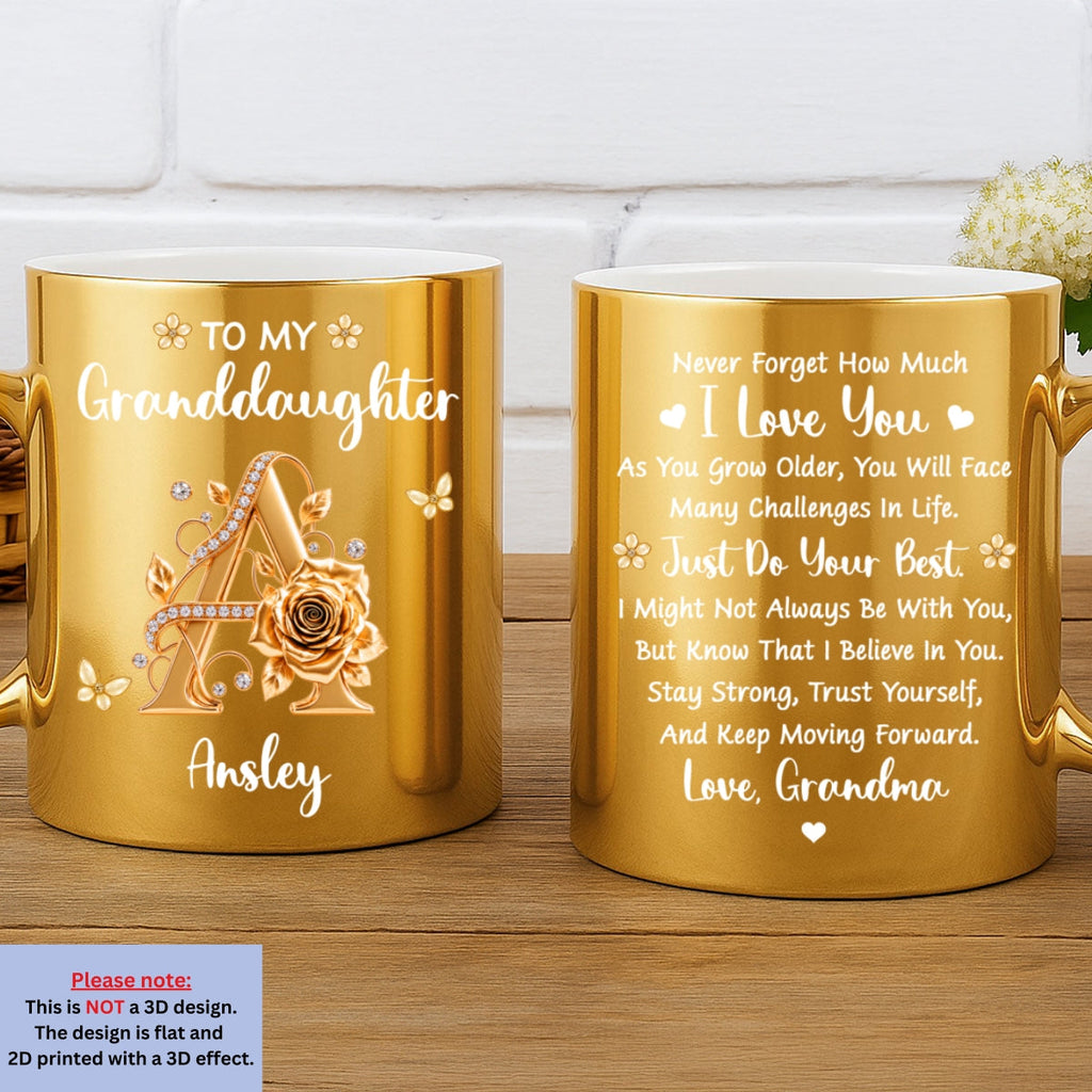 Custom Christmas & Birthday Gift for Granddaughter • Beautifully Strong - Personalized Metallic Mug