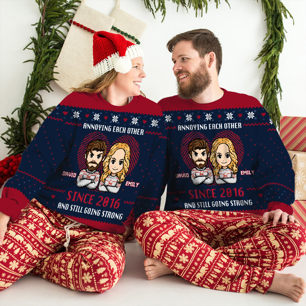 Custom Couple Christmas Sweatshirt, Anniversary Gift • Together Forever Christmas - Personalized All-Over-Print Sweatshirt