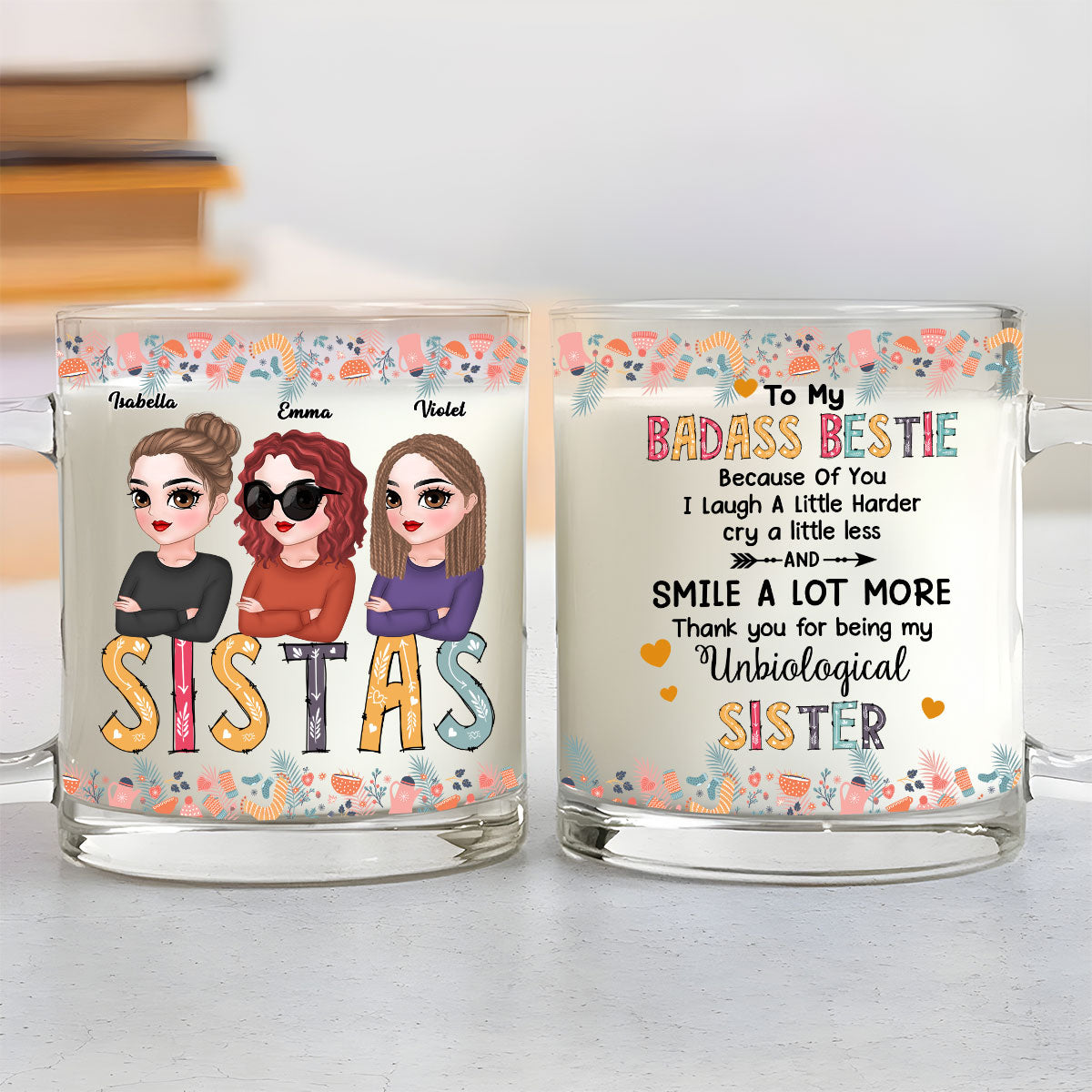 Custom Best Friend, Christmas & Birthday Friendship Keepsake Gift • To My Badass Bestie - Personalized Glass Mug