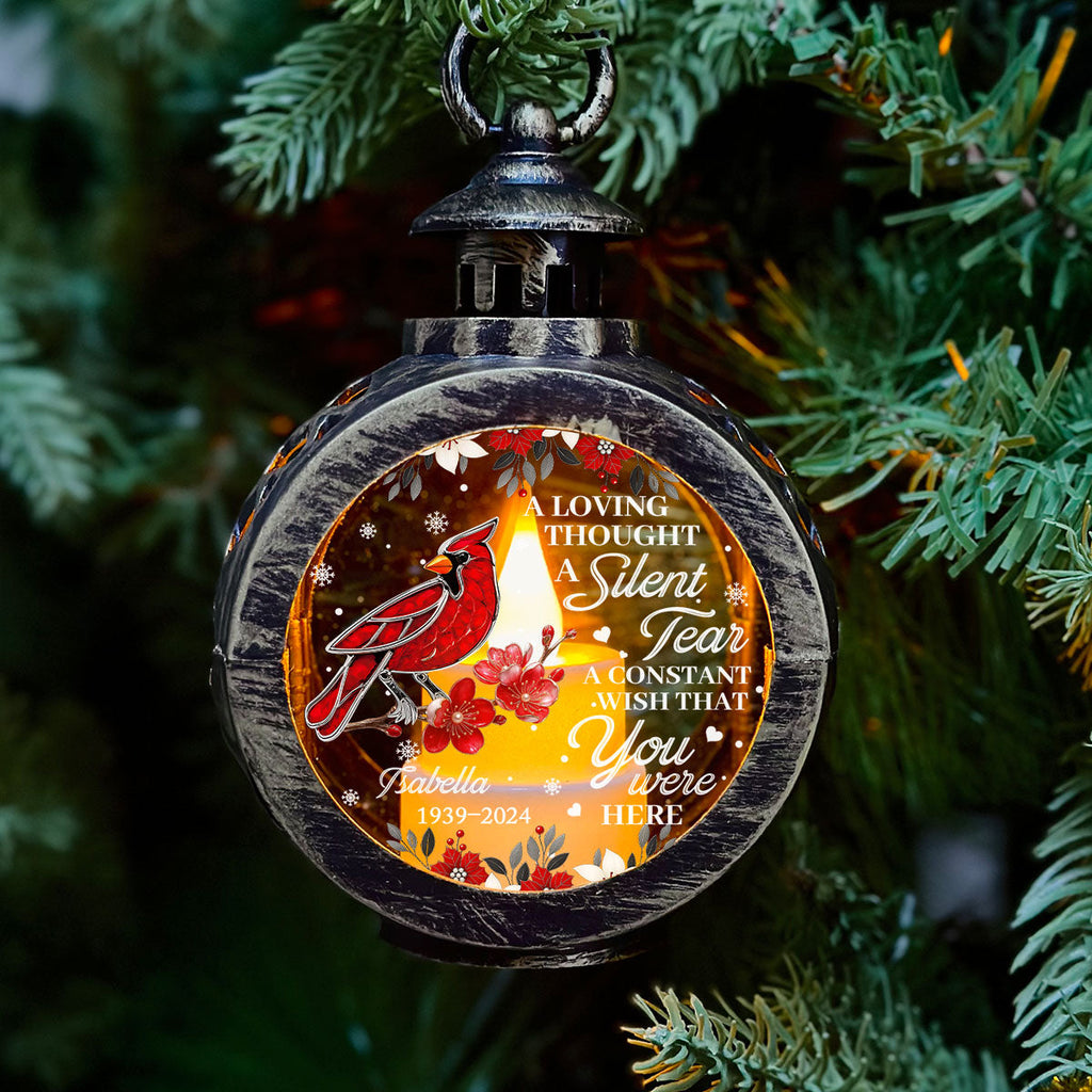 Custom Name Memorial Christmas Night Light, Remembrance Gifts • Always With You Cardinal - Personalized Christmas Lantern