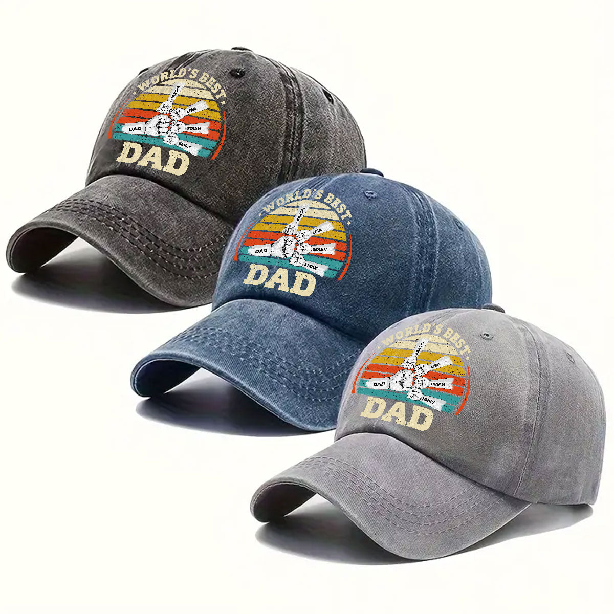 Custom Father's Day Christmas Birthday Gifts for Dad • Our Best Daddy - Personalized Vintage Washed Denim Cap