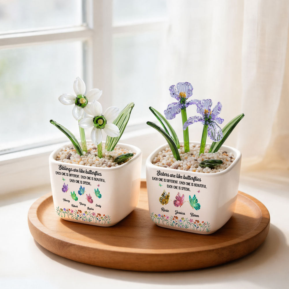 Festive Sister Love - Personalized Glass Birth Month Flower