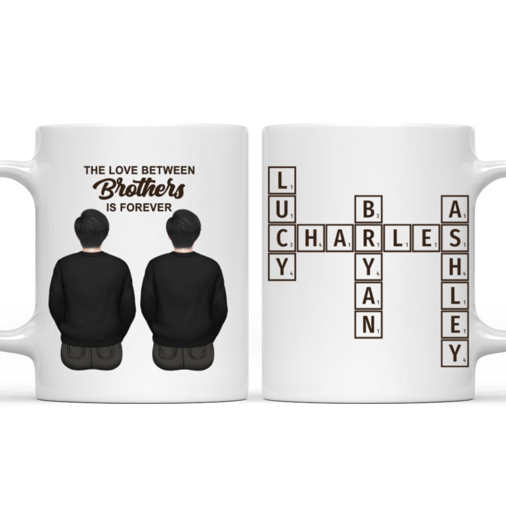 Custom Christmas & Birthday Keepsake Gift • Brothers And Sisters Link Forever Crossword - Personalized Coffee Mug