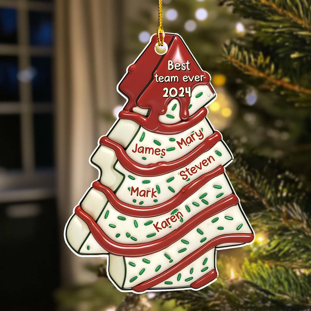 Custom Coworker Christmas Ornament, Team Appreciation Gift •  Coworker Tree Cake - Personalized 3D Effect Acrylic Ornament