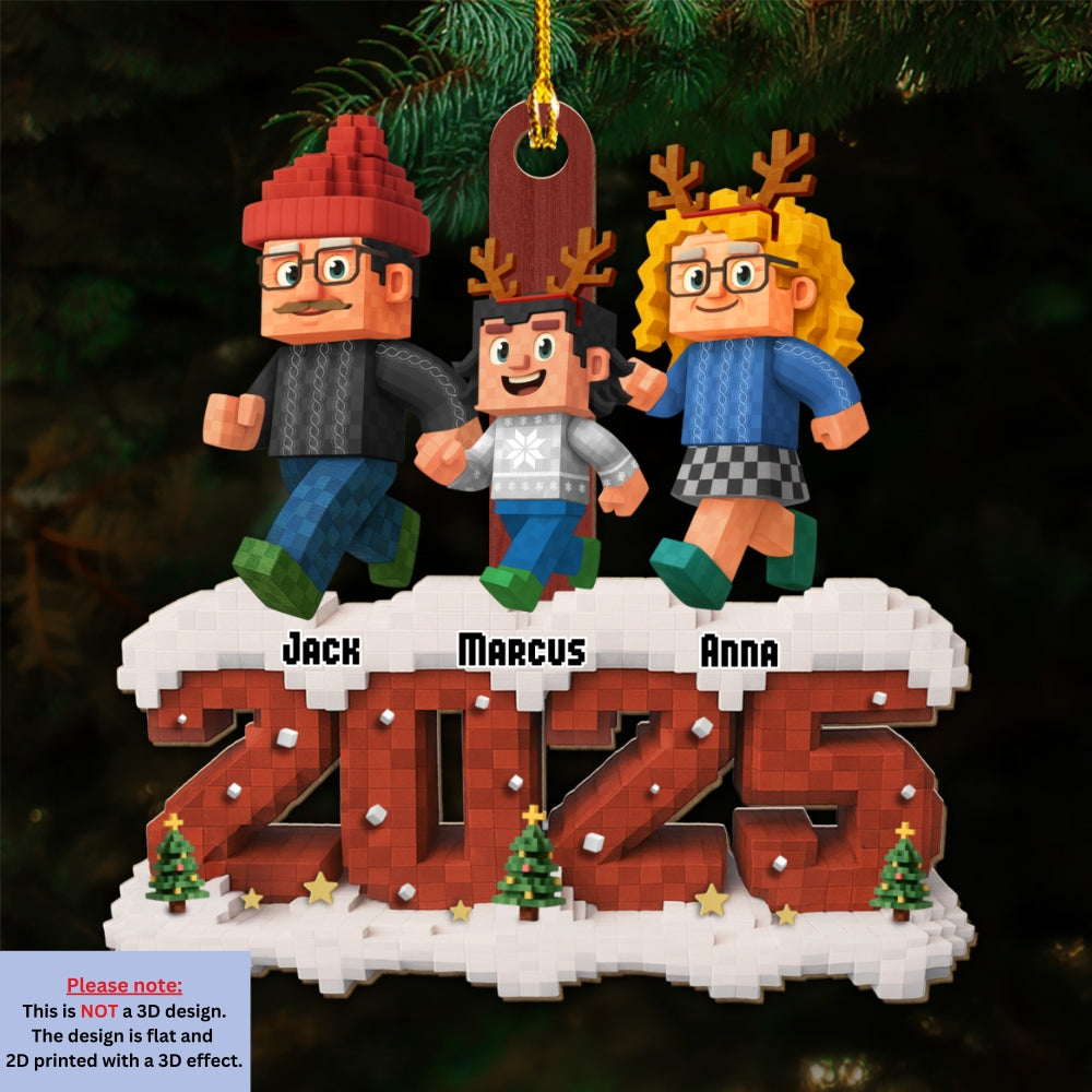 Custom Family Ornament, Christmas Gift for Family Members •  Our Family Square - Personalized Wood Ornament