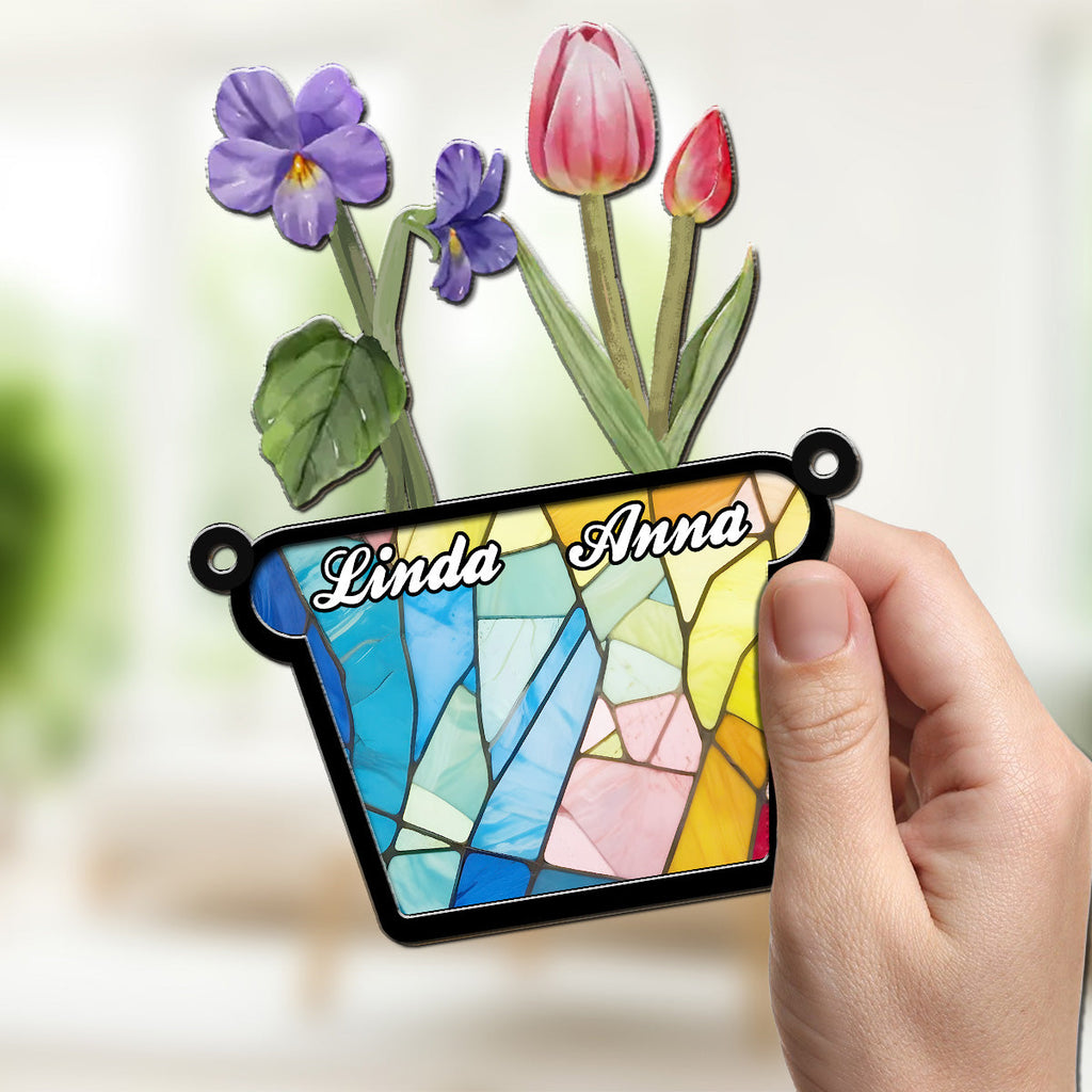 Custom Best Friend Hanging Decor, Friendship Birthday Gifts • Birth Flower - Personalized Suncatcher