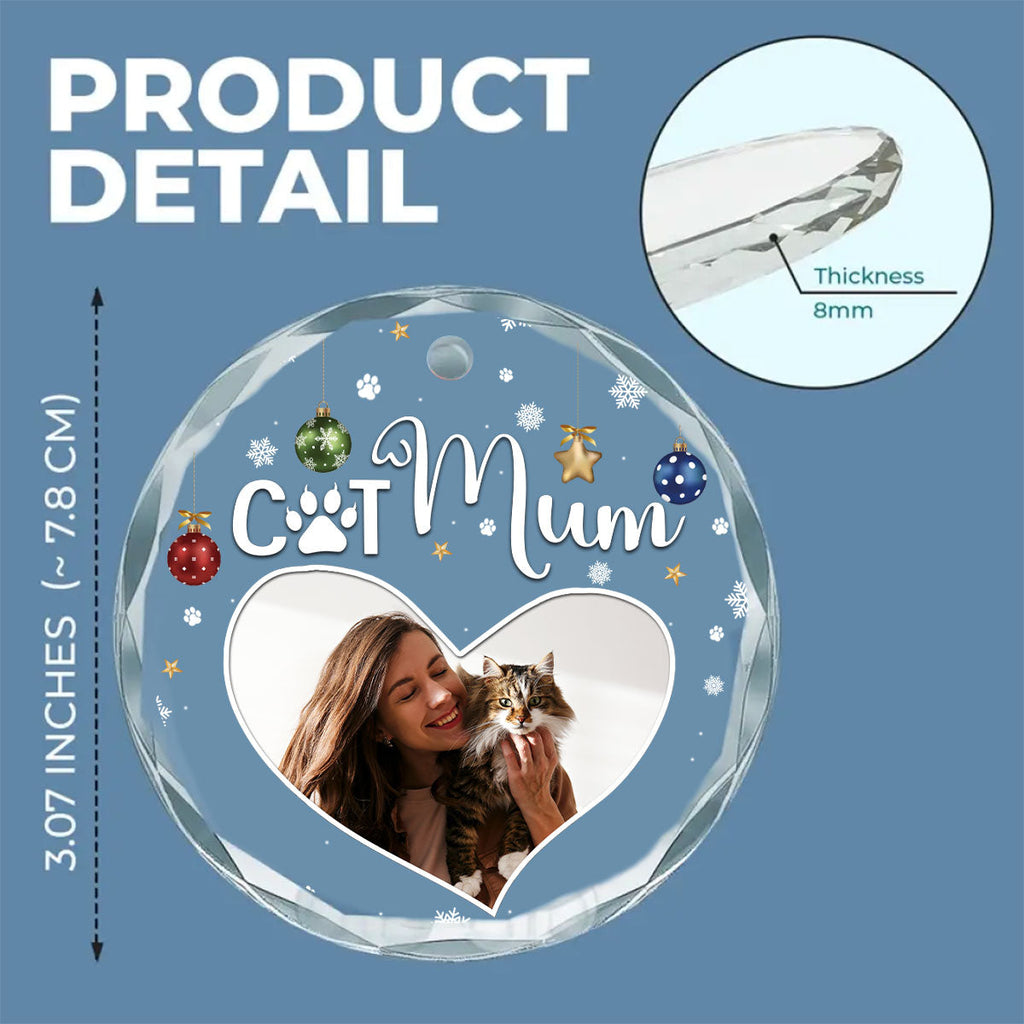 Custom Photo Keepsake Christmas Ornament • Cat Mom Photo - Personalized Glass Ornament