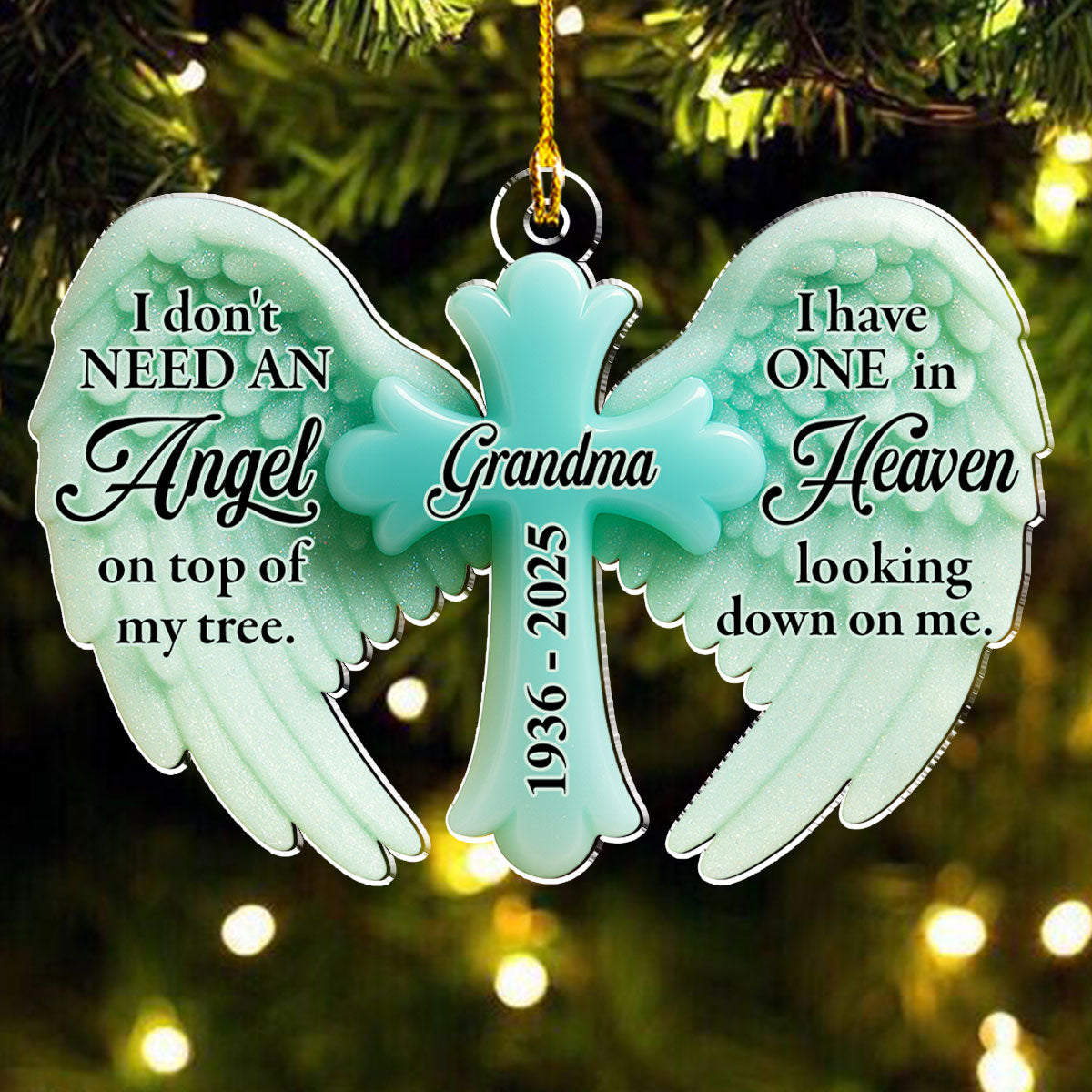 Custom Memorial Christmas Ornament, Sympathy Keepsake •  Forever Near - Personalized Acrylic Ornament