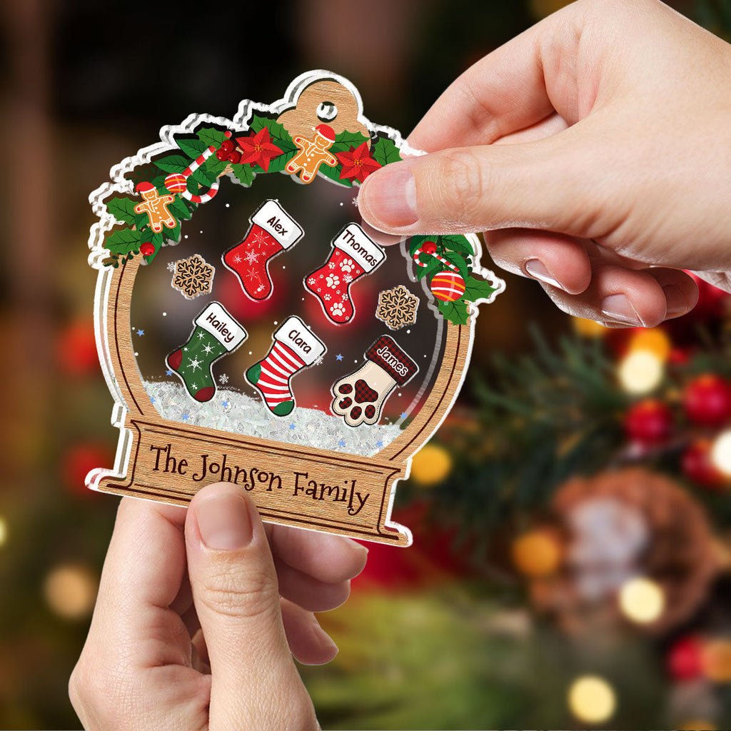 Custom Family Ornament, Christmas Gift for Family Members •  Funny Stocking - Personalized Acrylic Shaker Ornament