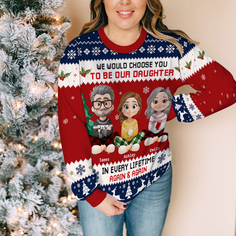 Custom Family Christmas Sweatshirt, Gift for Family Members • Always Choose You - Personalized All-Over-Print Sweatshirt