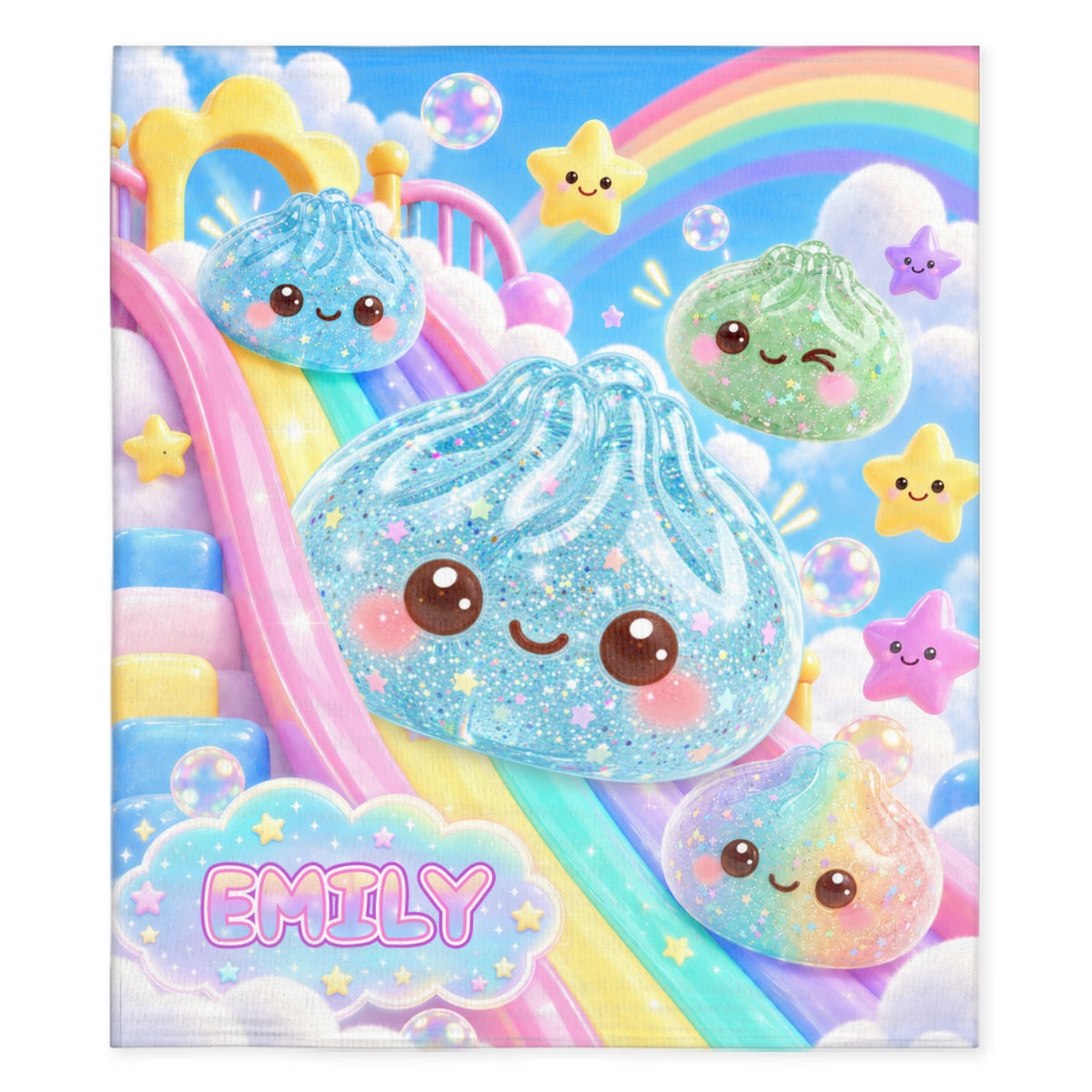 Custom Dumpling Cozy Throw, Christmas Birthday Gift For Kids & Grandkids • Dumpling Squishy World - Personalized Fleece Blanket
