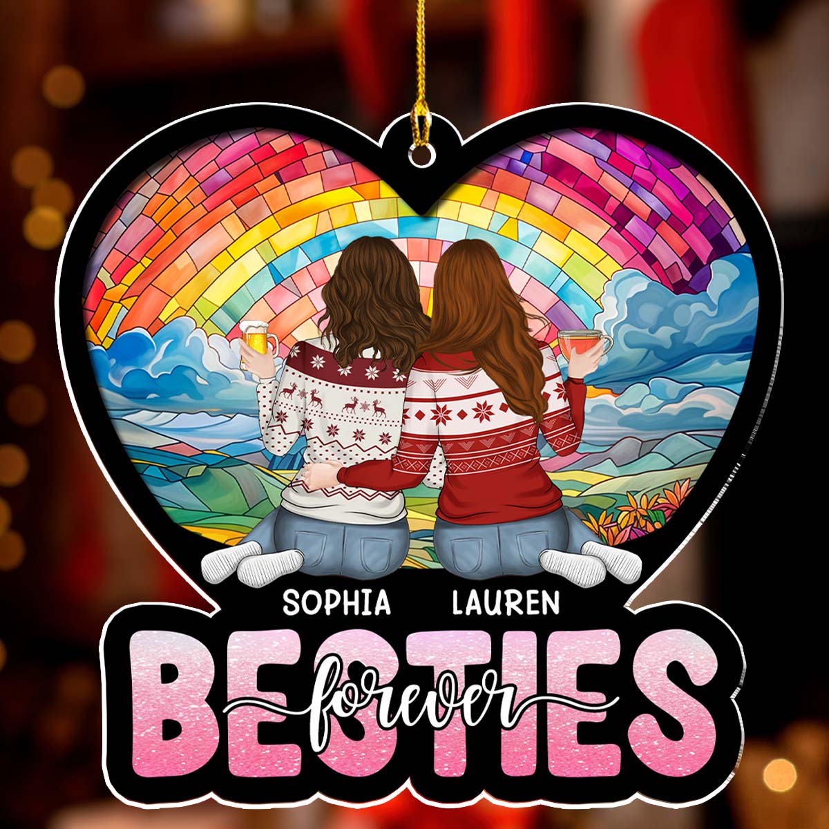 Custom Friendship Christmas Ornament, Best Friend Gift •  Christmas Besties - Personalized Acrylic Ornament