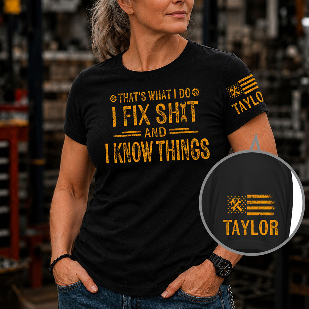 Custom Christmas & Birthday Keepsake Gift • Look Amazing And I Fix Sht - Personalized Shirt With Design On Sleeve