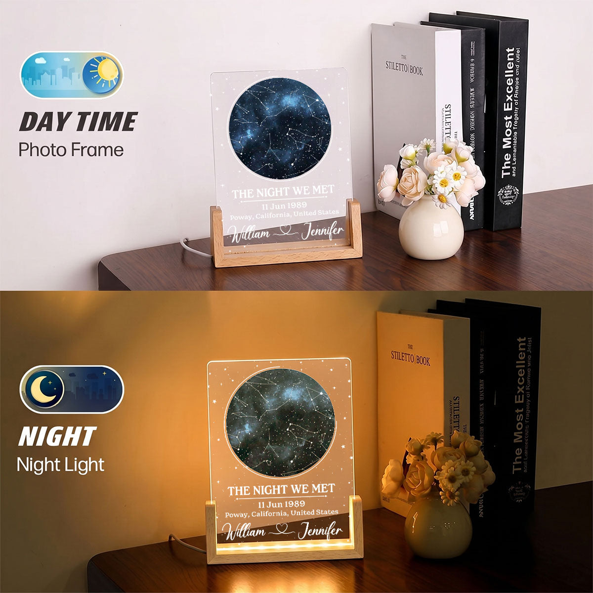 Custom Couple Gift for Anniversary, Valentine's Day, Christmas • The Night - Personalized Night Light